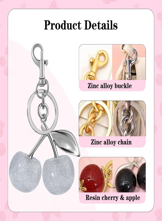 ANDGING 12 Pcs Glitter Cherry Bag Charm Set Gold and Silver Cute Bling Cherry Keychain for Women Handbag Purse Black Pink Red Cherries Charms for Handbags Backpack Key Chain Accessories Llavero De Cereza - Image 4
